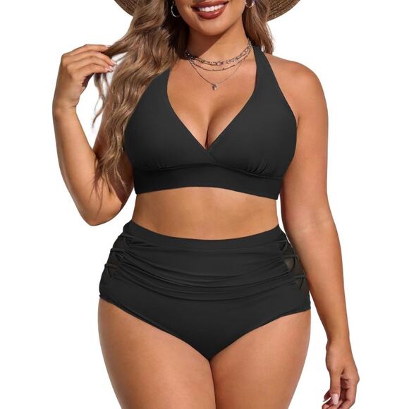 Source Unknown Other - Women Plus Size Black Bikini Set High Waisted Tummy Control 3XL